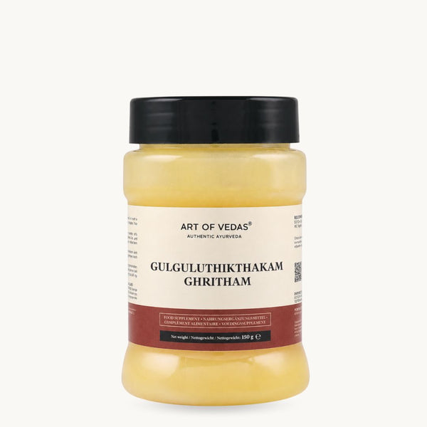 Art of Vedas Gulgulu Thikthakam Ghritham, klasyczne ajurwedyjskie ghee: Guggulu, kurkuma, imbir. Słoik 150 g