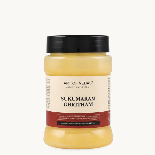 Art of Vedas Sukumaram Ghritham, klasyczne ajurwedyjskie ghee: Ashwagandha, Shatavari, lukrecja. Słoik 150 g